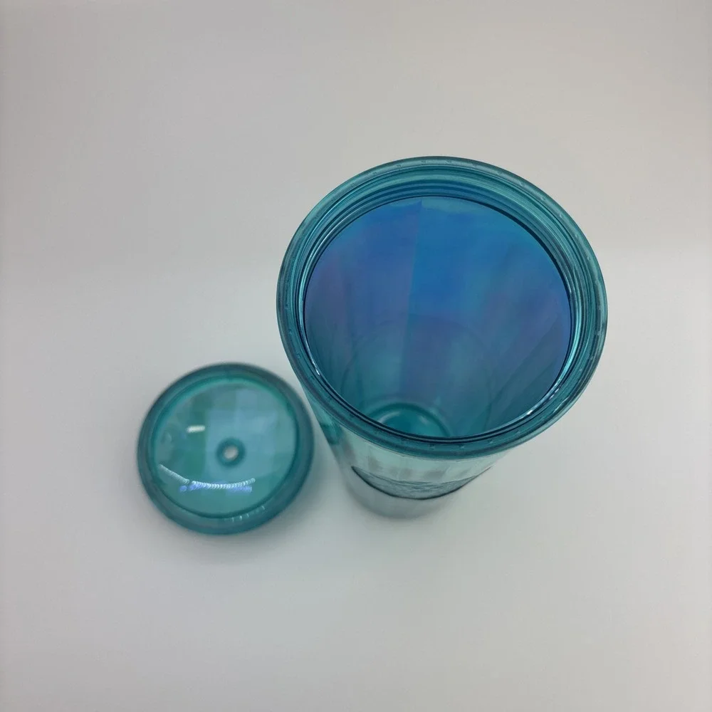 Starbucks 2021 Summer Turquoise Teal Blue Iridescent‎ Kaleidoscope Tumbler 24oz